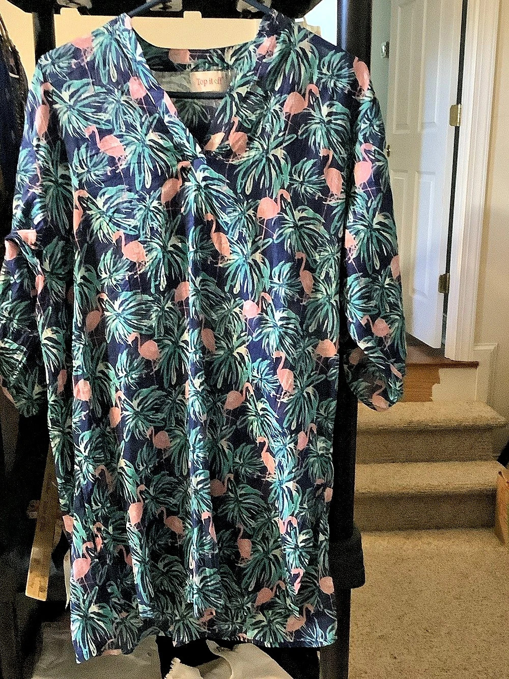 Top it Off Flamingo Tropical Print swimsuit coverup Like New